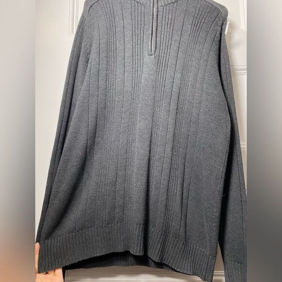 Oscar De La Renta Men’s Quarter Zip Cable Knit Sweater in Gray Sz Large - Picture 7 of 11